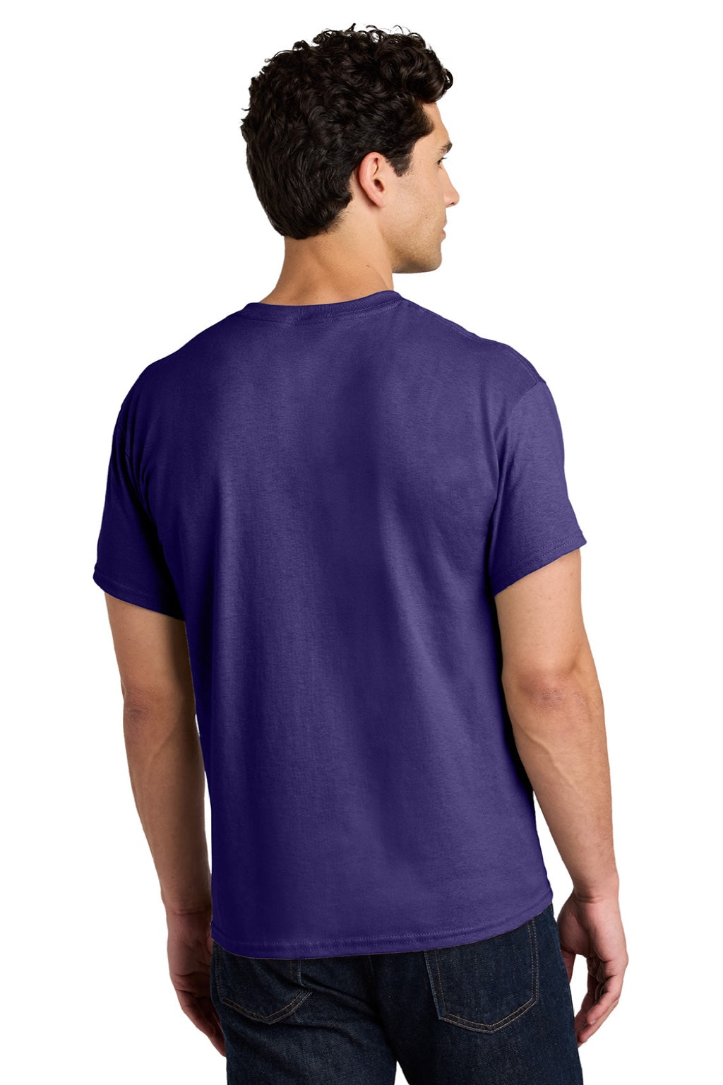 Gildan 5000 Mens Short Sleeve Crewneck T-Shirt Purple Model Back
