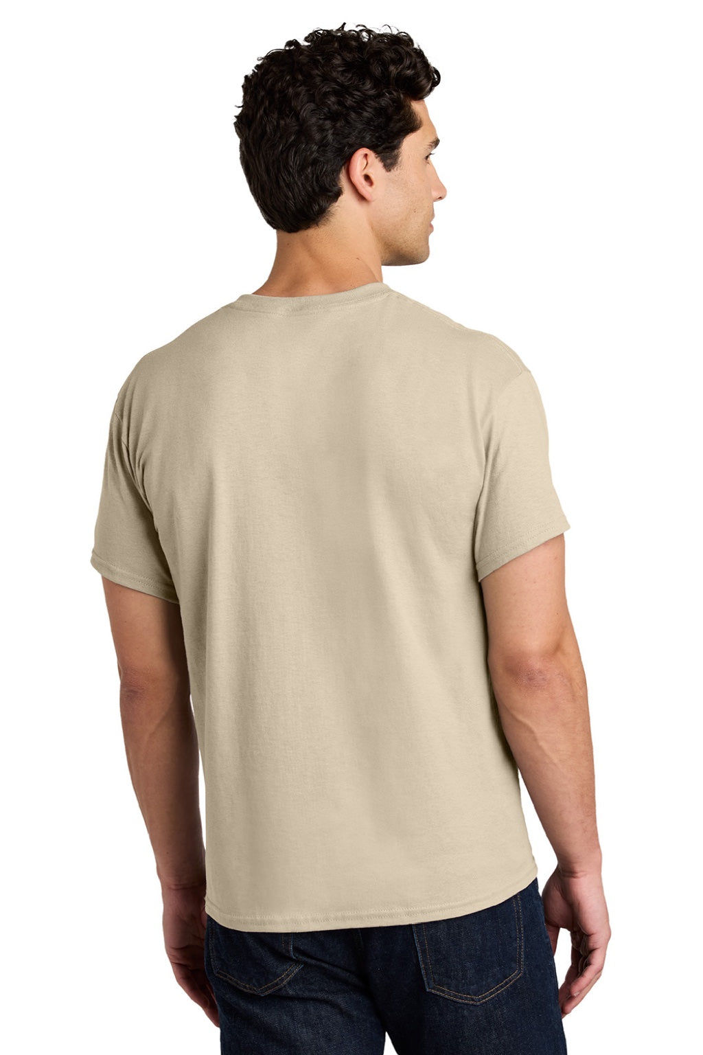 Gildan 5000 Mens Short Sleeve Crewneck T-Shirt Sand Model Back