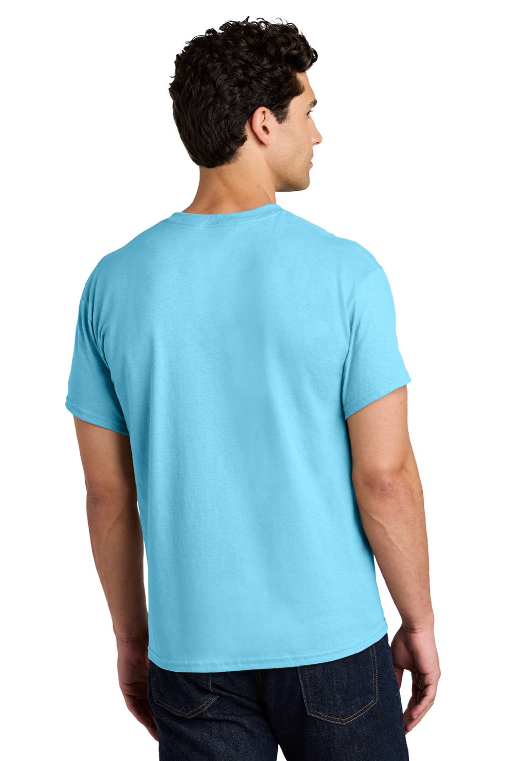 Gildan 5000 Mens Short Sleeve Crewneck T-Shirt Sky Blue Model Back