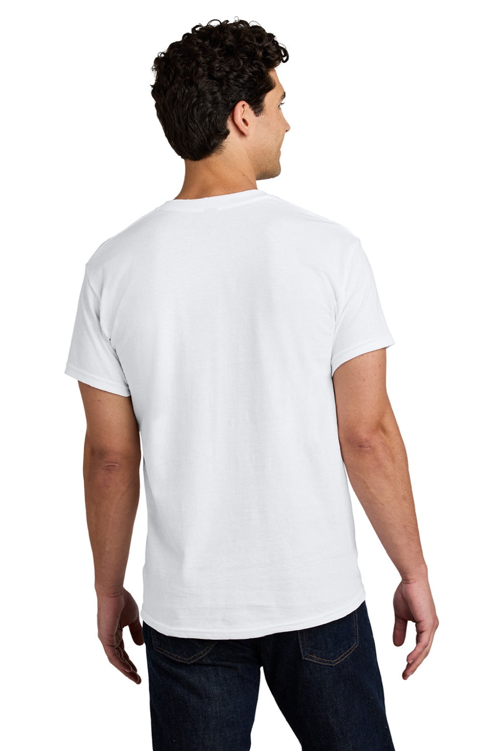 Gildan 5000 Mens Short Sleeve Crewneck T-Shirt White Model Back