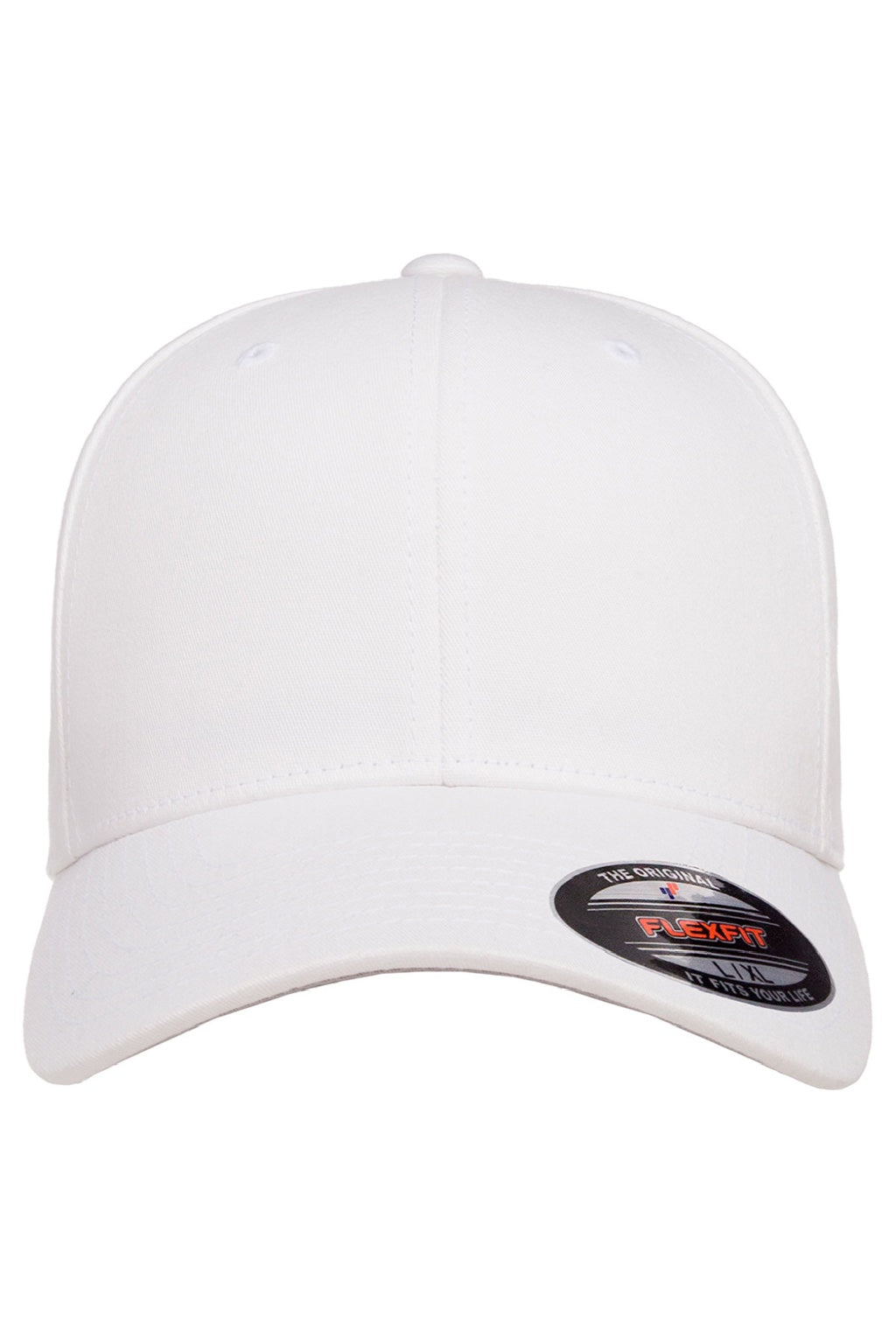 Flexfit Hats 5001 Mens Stretch Fit Hat White Flat Front