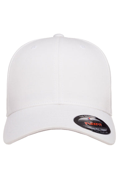 Flexfit Hats 5001 Mens Stretch Fit Hat White Flat Front