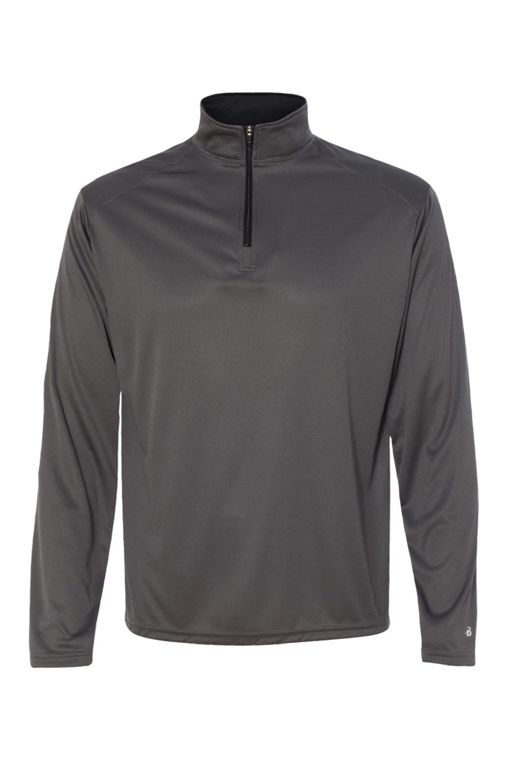 Badger 4102 Mens B-Core Moisture Wicking 1/4 Zip Sweatshirt Graphite Grey/Black Flat Front