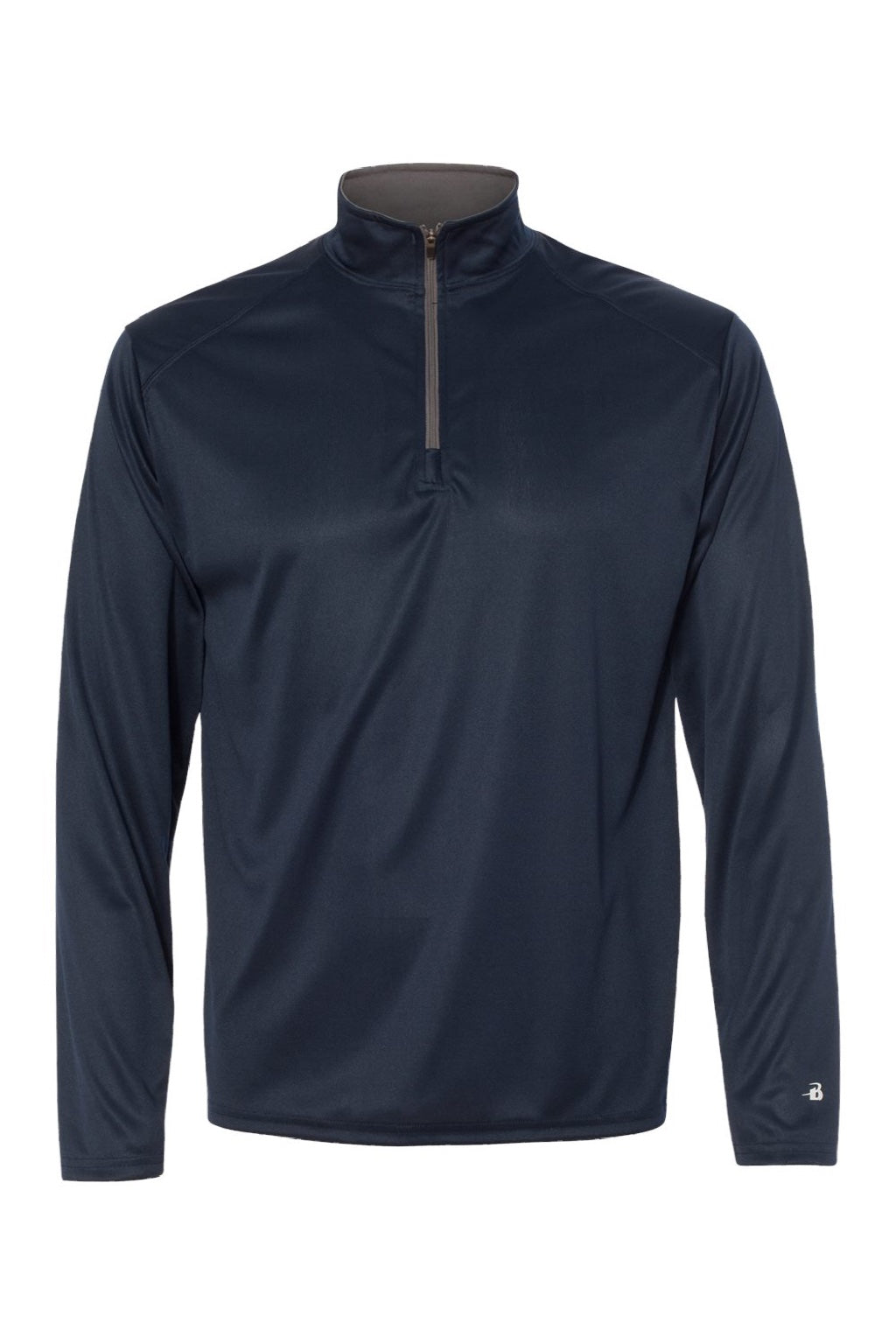 Badger 4102 Mens B-Core Moisture Wicking 1/4 Zip Sweatshirt Navy Blue/Graphite Grey Flat Front