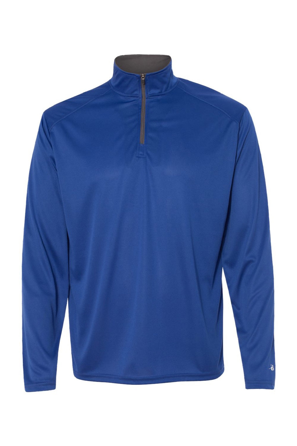 Badger 4102 Mens B-Core Moisture Wicking 1/4 Zip Sweatshirt Royal Blue/Graphite Grey Flat Front