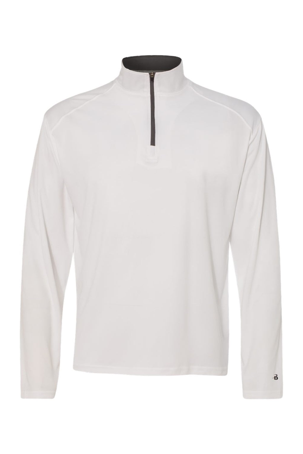 Badger 4102 Mens B-Core Moisture Wicking 1/4 Zip Sweatshirt White/Graphite Grey Flat Front