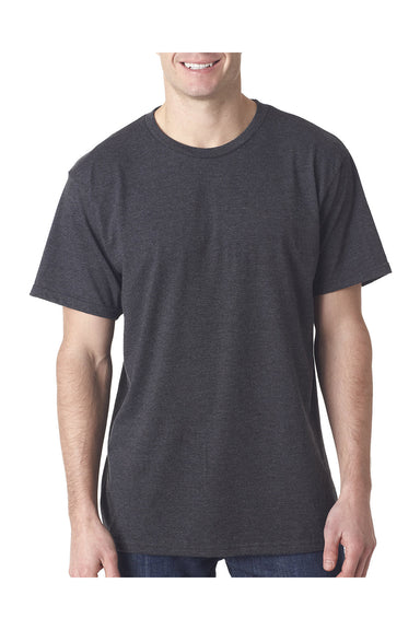 Bayside 5010 Mens USA Made Short Sleeve Crewneck T-Shirt Heather Charcoal Grey Model Front