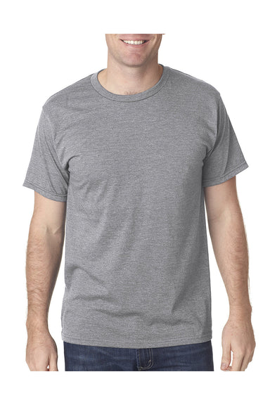 Bayside 5010 Mens USA Made Short Sleeve Crewneck T-Shirt Heather Grey Model Front