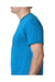 Bayside 5010 Mens USA Made Short Sleeve Crewneck T-Shirt Heather Turquoise Blue Model Side