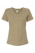 Bella + Canvas BC6405CVC Womens CVC Short Sleeve V-Neck T-Shirt Heather Olive Green Flat Front
