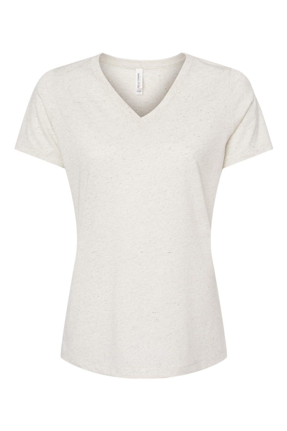 Bella + Canvas BC6415 Womens Short Sleeve V-Neck T-Shirt Oatmeal Flat Front
