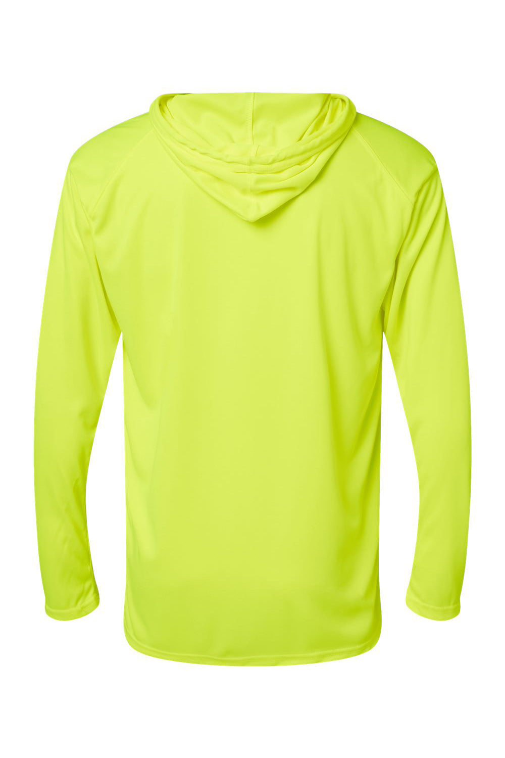 Badger 4105 Mens B-Core Moisture Wicking Long Sleeve Hooded T-Shirt Hoodie Safety Yellow Flat Back
