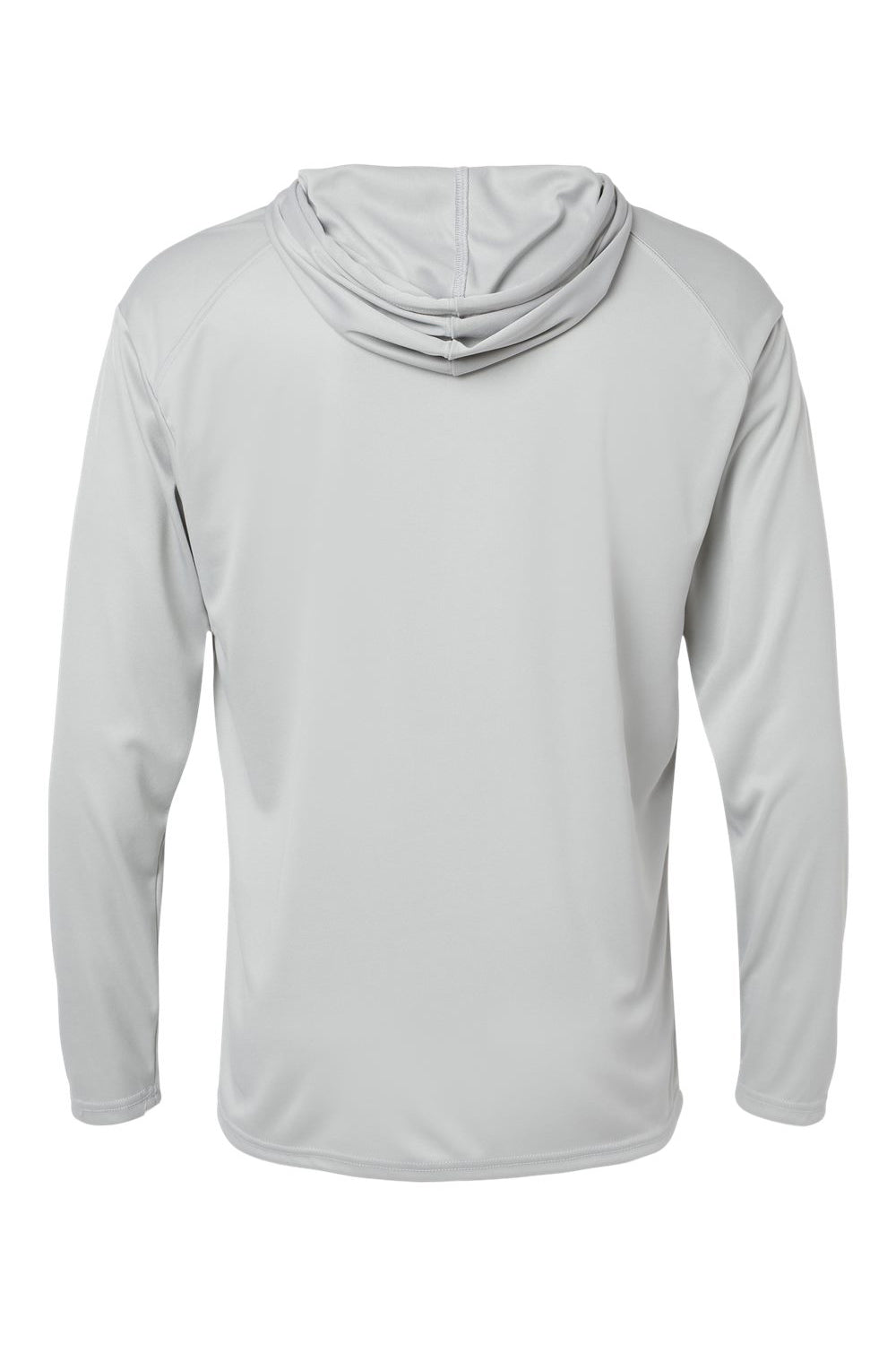 Badger 4105 Mens B-Core Moisture Wicking Long Sleeve Hooded T-Shirt Hoodie Silver Grey Flat Back