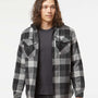 Burnside Mens Quilted Flannel Full Zip Hooded Jacket - Black/Grey - NEW