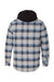 Burnside 8620 Mens Quilted Flannel Full Zip Hooded Jacket Grey/Blue Flat Back