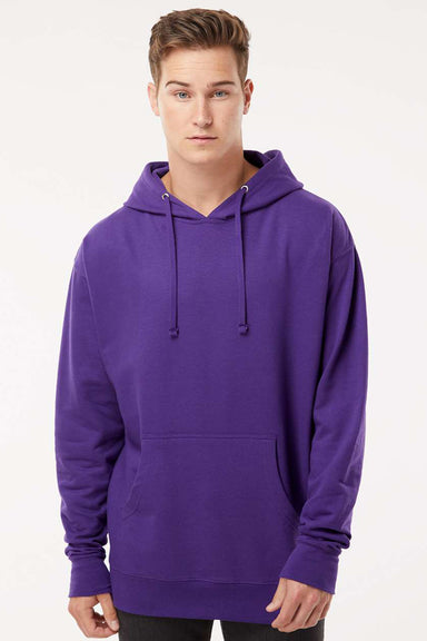 Independent Trading Company SS4500 Mens Hooded Sweatshirt Hoodie w/ Pouch Pocket Purple Model Front