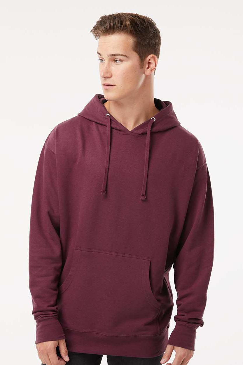 Independent Trading Company SS4500 Mens Hooded Sweatshirt Hoodie w/ Pouch Pocket Maroon Model Front