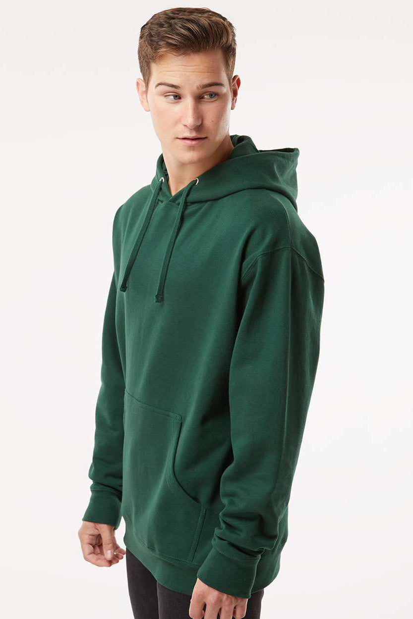 Independent Trading Company SS4500 Mens Hooded Sweatshirt Hoodie w/ Pouch Pocket Forest Green Model Side