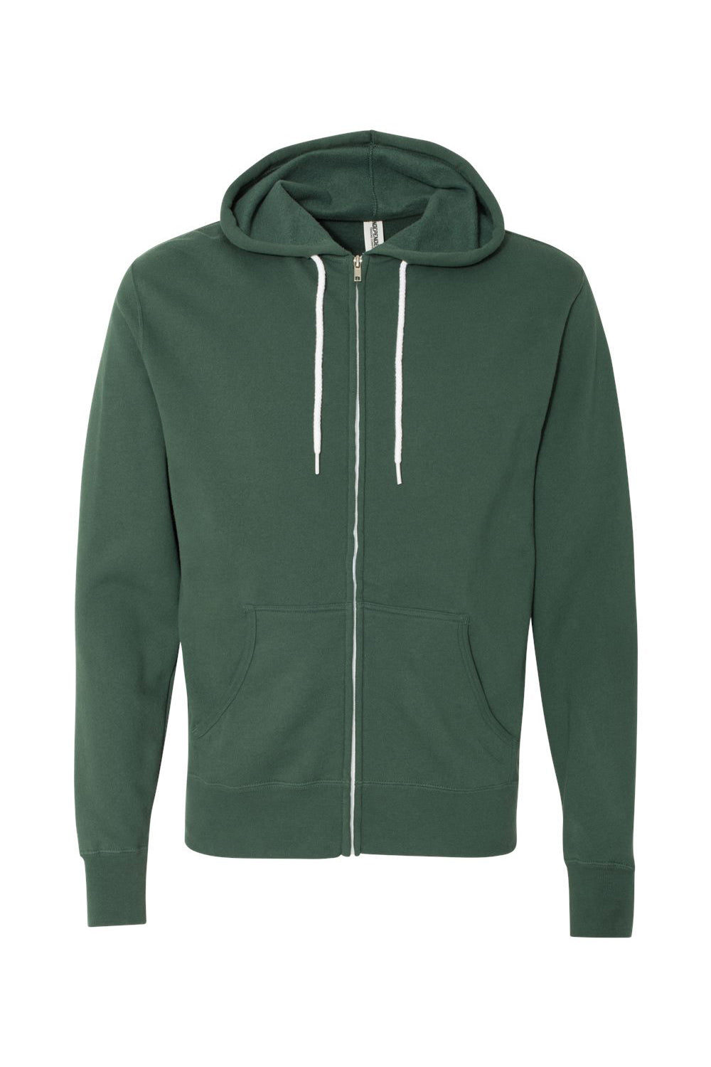 Independent Trading Company AFX90UNZ Mens Full Zip Hooded Sweatshirt Hoodie w/ Pockets Alpine Green Flat Front