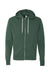 Independent Trading Company AFX90UNZ Mens Full Zip Hooded Sweatshirt Hoodie w/ Pockets Alpine Green Flat Front