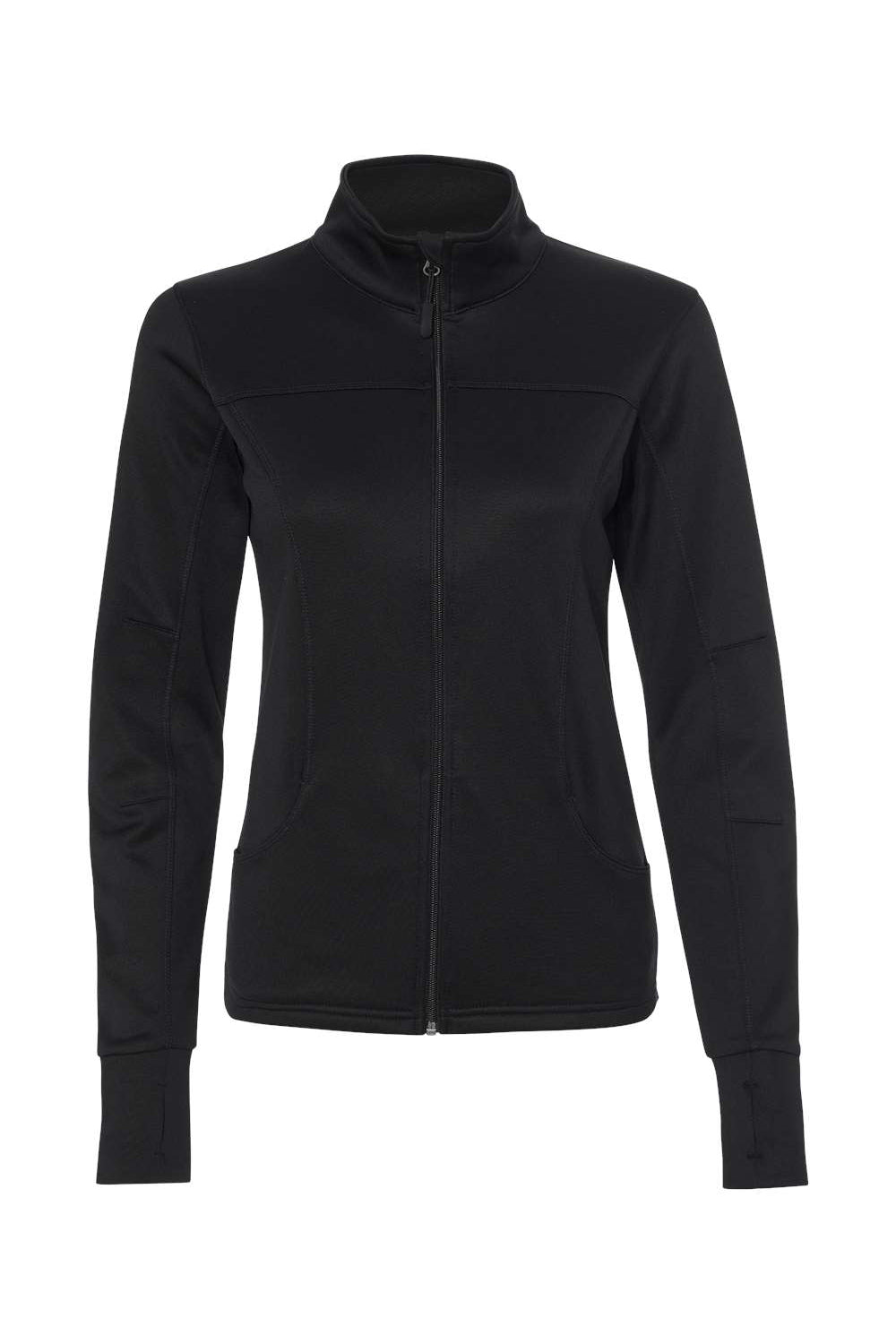 Independent Trading Company EXP60PAZ Womens Poly Tech Full Zip Track Jacket Black Flat Front