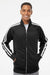 Independent Trading Company EXP70PTZ Mens Poly Tech Full Zip Track Jacket Black/White Model Front