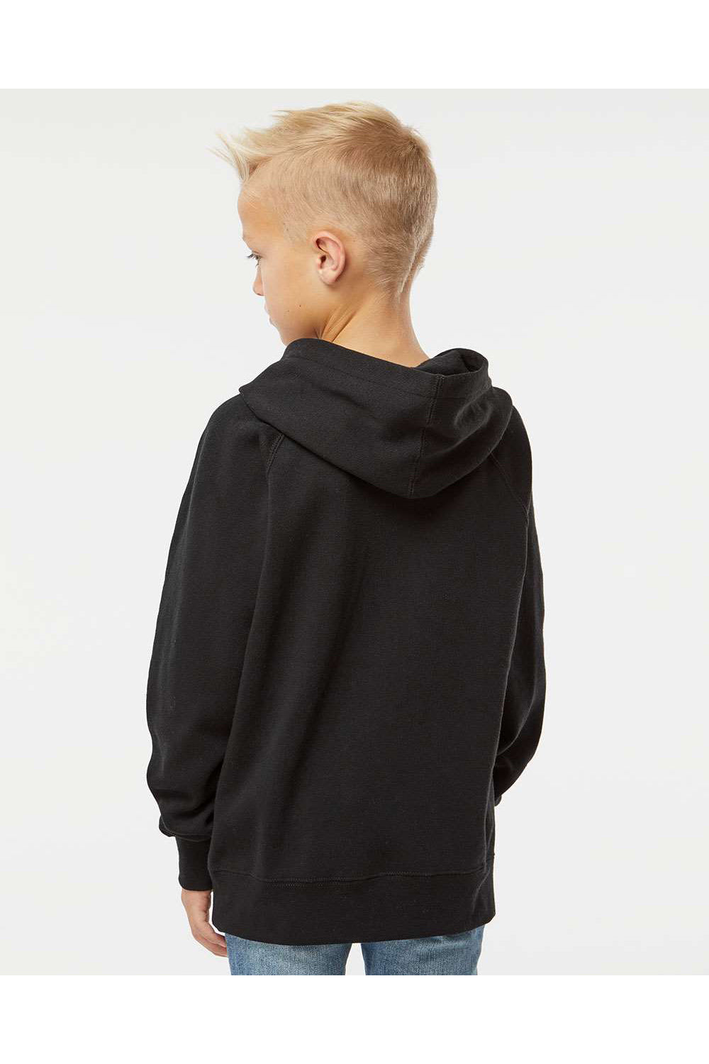 Independent Trading Co. PRM15YSB Youth Special Blend Raglan Hooded Sweatshirt Hoodie Black Model Back