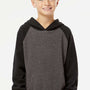 Independent Trading Company Youth Special Blend Raglan Hooded Sweatshirt Hoodie w/ Pouch Pocket - Carbon Grey/Black