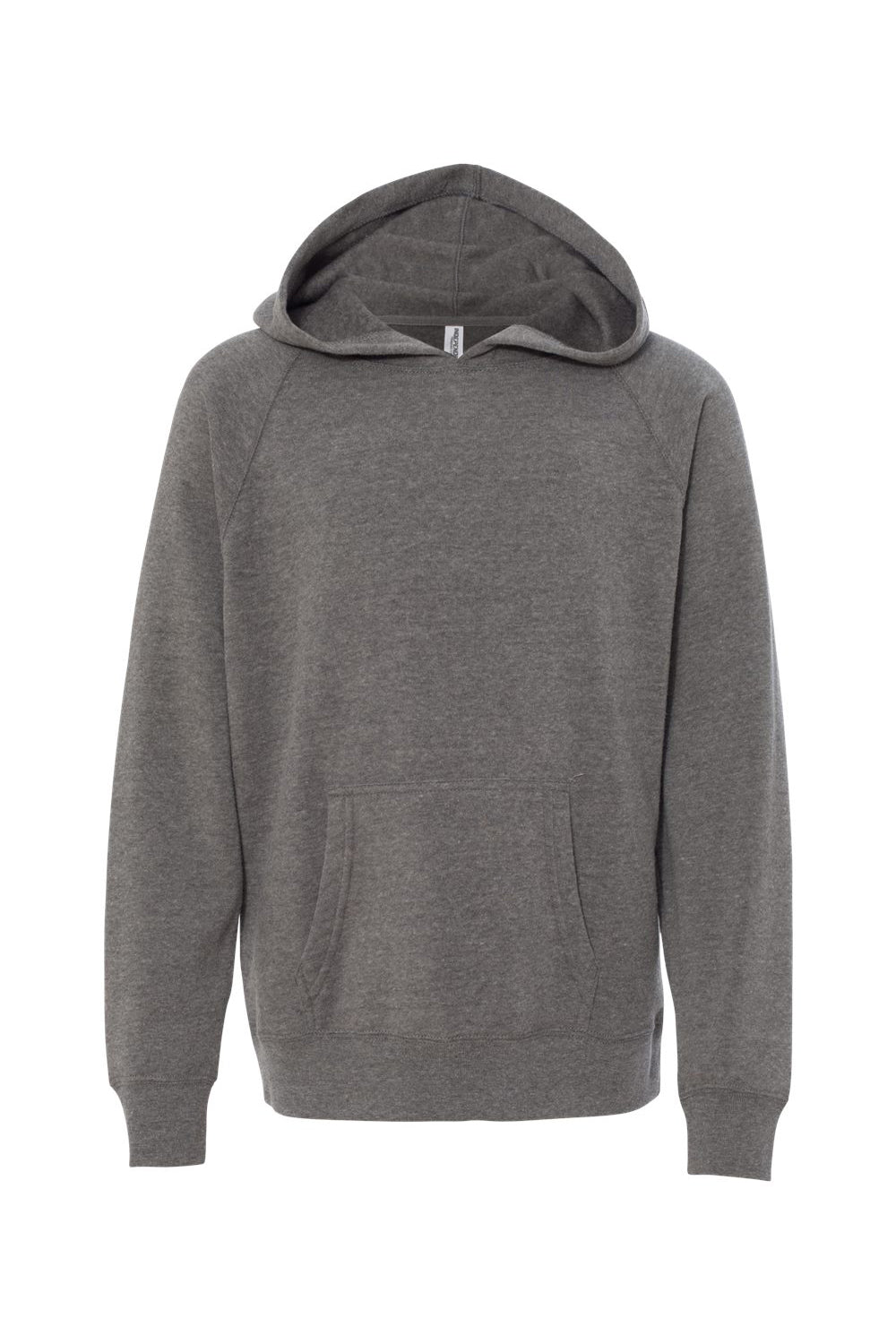 Independent Trading Company PRM15YSB Youth Special Blend Raglan Hooded Sweatshirt Hoodie w/ Pouch Pocket Nickel Grey Flat Front