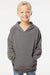 Independent Trading Company PRM15YSB Youth Special Blend Raglan Hooded Sweatshirt Hoodie w/ Pouch Pocket Nickel Grey Model Front
