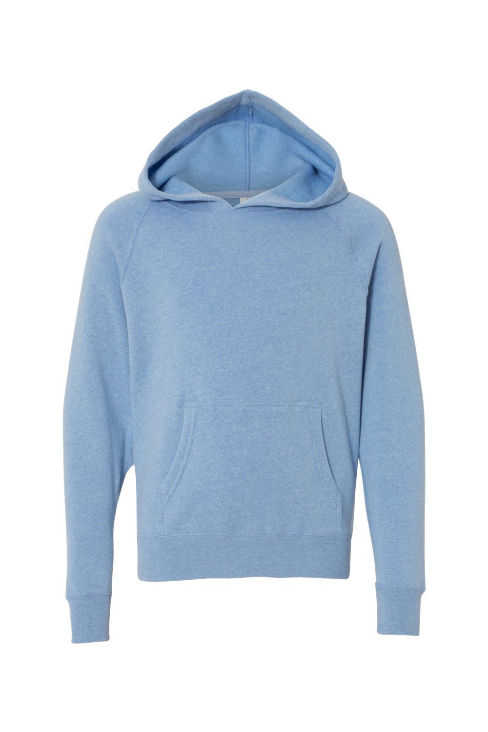 Independent Trading Company PRM15YSB Youth Special Blend Raglan Hooded Sweatshirt Hoodie w/ Pouch Pocket Pacific Blue Flat Front