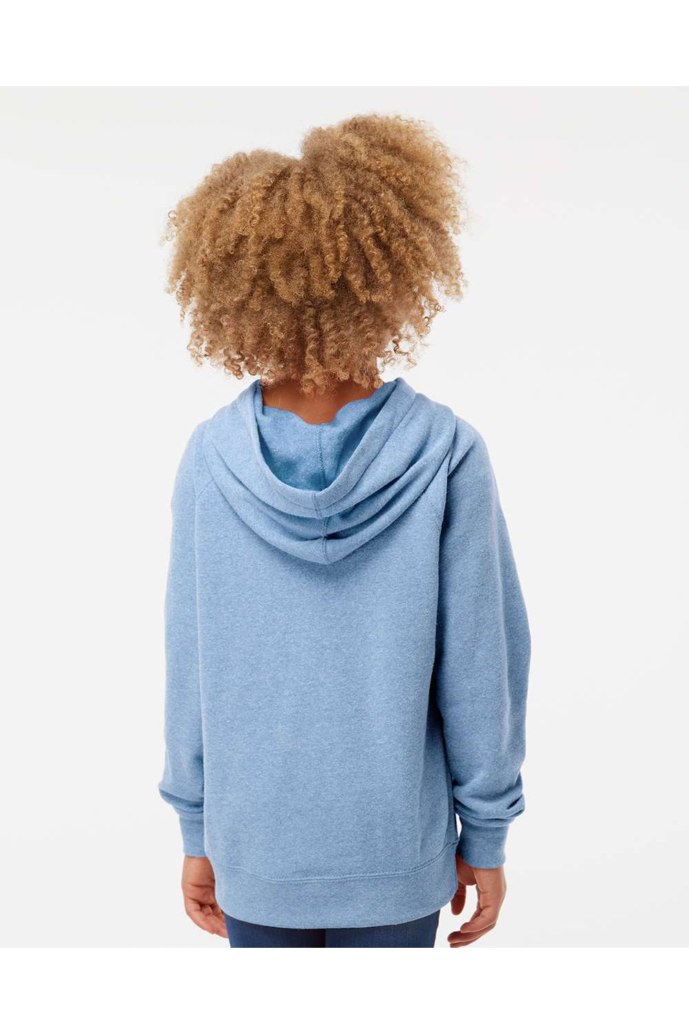 Independent Trading Co. PRM15YSB Youth Special Blend Raglan Hooded Sweatshirt Hoodie Pacific Blue Model Back