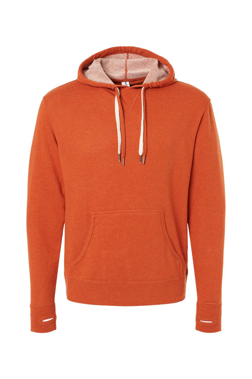 Independent Trading Co. PRM90HT Mens French Terry Hooded Sweatshirt Hoodie Heather Burnt Orange Flat Front