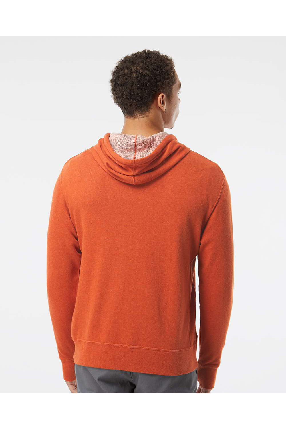 Independent Trading Co. PRM90HT Mens French Terry Hooded Sweatshirt Hoodie Heather Burnt Orange Model Back