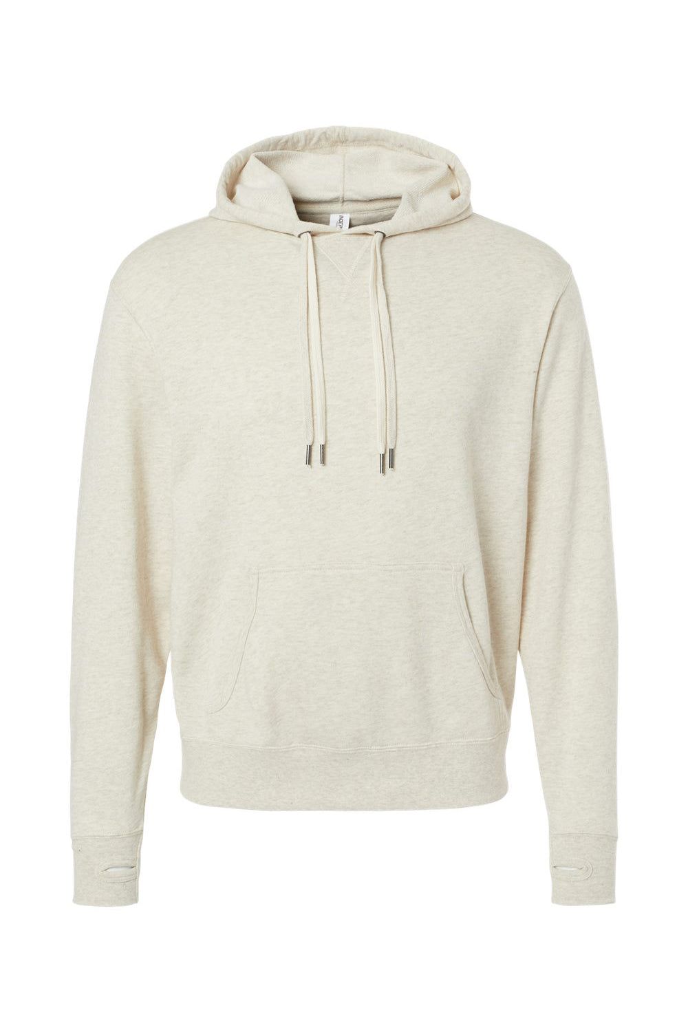 Independent Trading Co. PRM90HT Mens French Terry Hooded Sweatshirt Hoodie Heather Oatmeal Flat Front