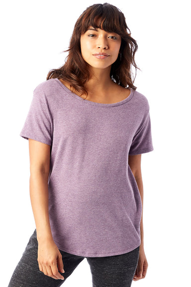 Alternative AA5064/5064BP Womens Backstage Vintage Short Sleeve Crewneck T-Shirt Vintage Iris Purple Model Front