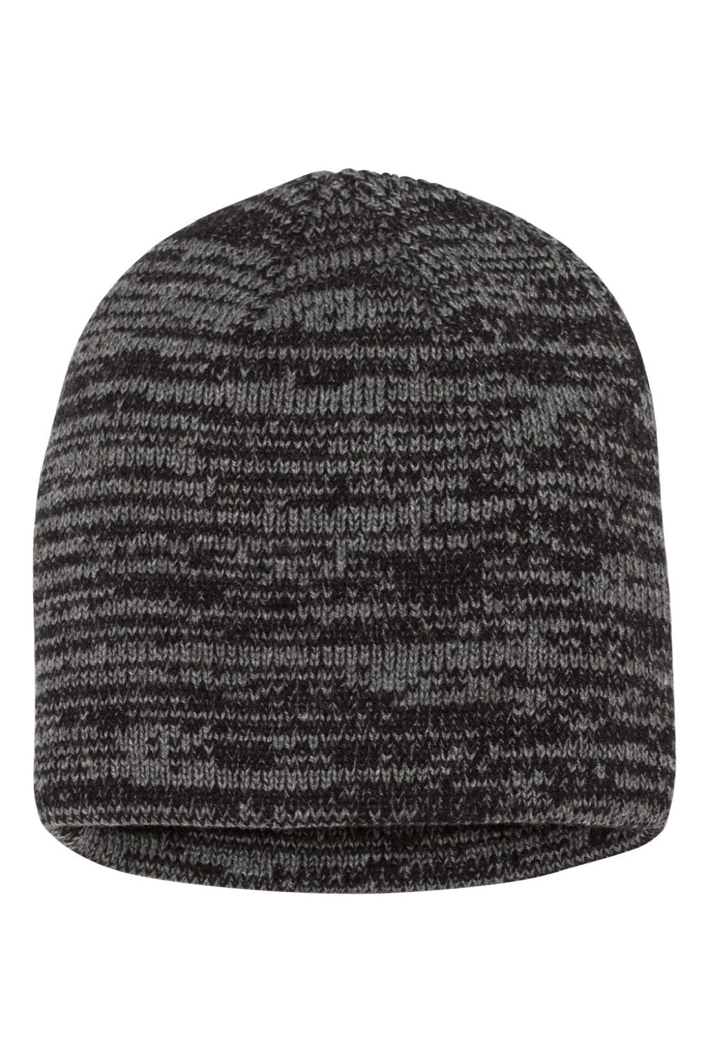 Sportsman Hats SP03 Unisex Marled Beanie Black/Dark Grey Flat Front