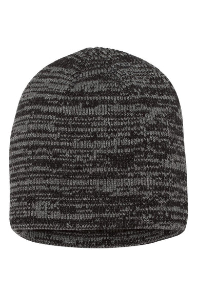Sportsman Hats SP03 Unisex Marled Beanie Black/Dark Grey Flat Front