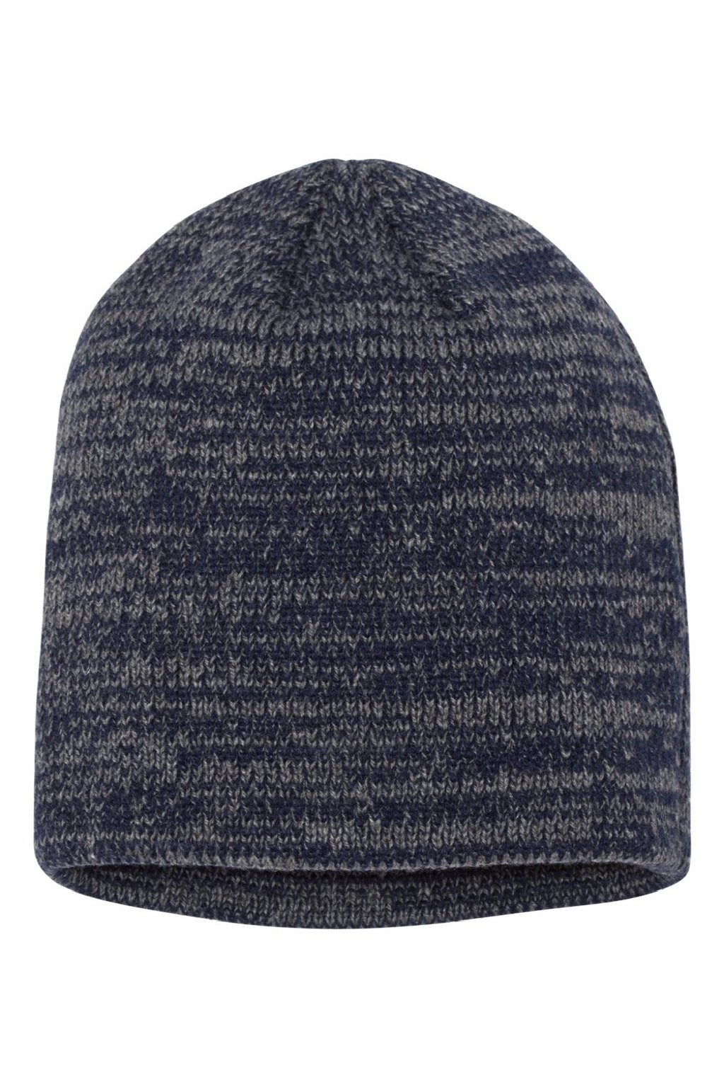 Sportsman Hats SP03 Unisex Marled Beanie Navy Blue/Dark Grey Flat Front