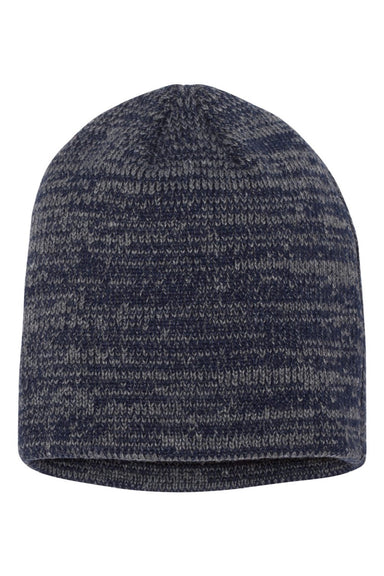 Sportsman Hats SP03 Unisex Marled Beanie Navy Blue/Dark Grey Flat Front