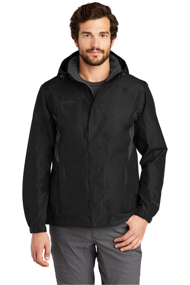 Eddie Bauer EB550 Mens Waterproof Full Zip Hooded Jacket Black Model Front