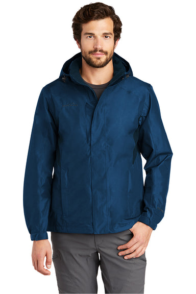Eddie Bauer EB550 Mens Waterproof Full Zip Hooded Jacket Deep Sea Blue Model Front