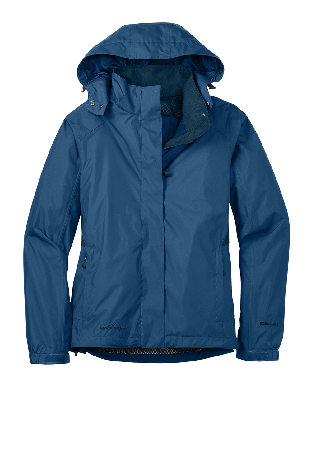 Eddie Bauer EB551 Womens Waterproof Full Zip Hooded Jacket Deep Sea Blue Flat Front