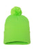 Sportsman Hats SP15 Unisex Pom-Pom Cuffed Beanie Neon Green Flat Front