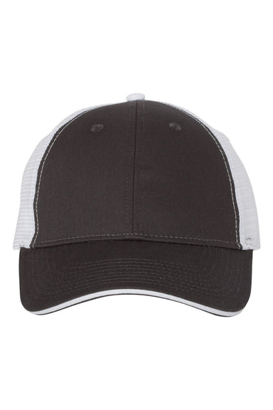 Valucap S102 Mens Sandwich Trucker Hat Charcoal Grey/White Flat Front