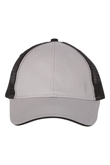 Valucap S102 Mens Sandwich Trucker Hat Grey/Black Flat Front