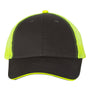 Valucap Mens Sandwich Bill Adjustable Trucker Hat - Charcoal Grey/Neon Yellow - NEW