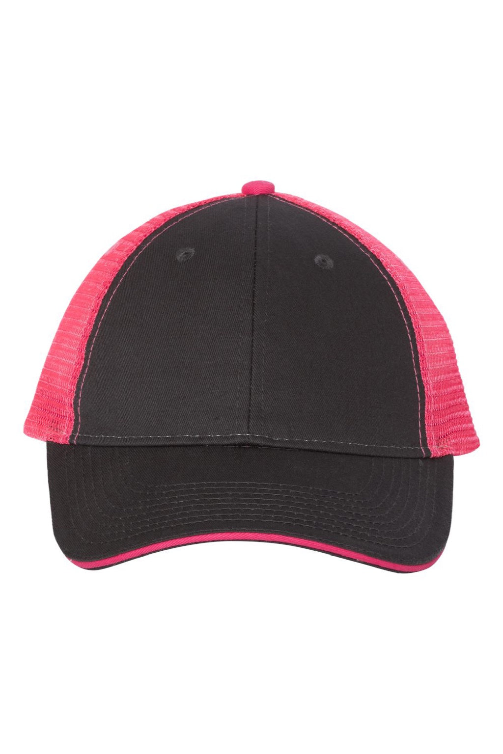 Valucap Hats S102 Mens Sandwich Bill Adjustable Trucker Hat Charcoal Grey/Neon Pink Flat Front