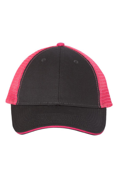 Valucap Hats S102 Mens Sandwich Bill Adjustable Trucker Hat Charcoal Grey/Neon Pink Flat Front