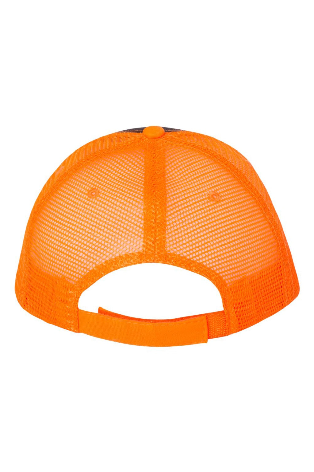 Valucap Hats S102 Mens Sandwich Bill Adjustable Trucker Hat Charcoal Grey/Neon Orange Flat Back